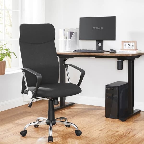 Rootz Ergonominen toimistotuoli - Työtuoli - Työtuoli - Korkeussäädettävä - Mukava istuin - Keinutoiminto - Musta - Teräsrunko - Vaahtomuovipehmuste -