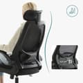 Pikkukuva 5 / 9: Rootz Ergonominen toimistotuoli - Musta pöytätuoli - Kääntyvä tuoli - Teräsrunko - Nylon pyörät - Polyesteriverhoilu - Vaahtomuovipehmuste - 64cm x 62