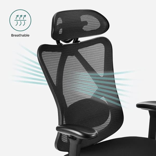 Rootz Ergonomic Black Office Chair - Drejestol - Justerbar Skrivebordsstol - Skumpolstret - Stålramme - 68cm x 66cm x (114-123,5)cm - Polyesterstof -