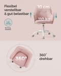 Miniatyrbild 7 av 9: Rootz Swivel Chair - Rosa Accent Chair - Rullande fåtölj - Stålstomme - Skumstoppning - Bomulllinneblandning - 69cm x 65cm x (83-93cm) - Bekväm sittpl