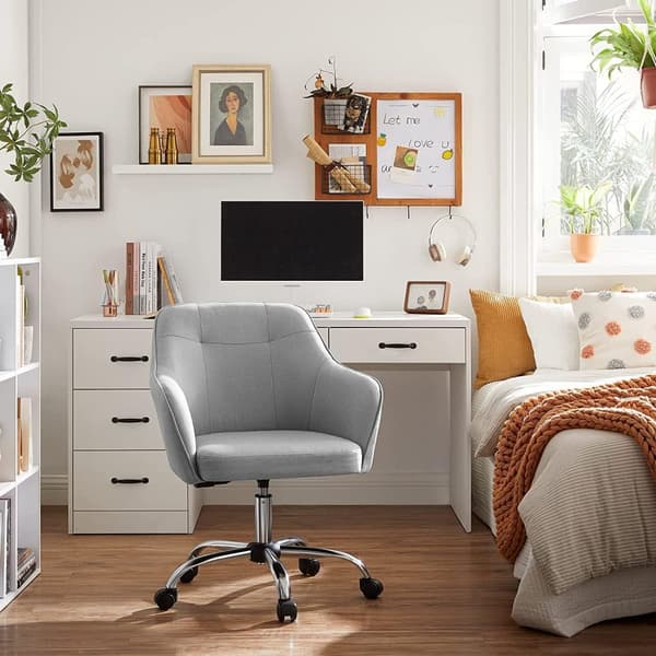 Rootz Højdejusterbar kontorstol - Skrivebordsstol - Ergonomisk stol - Åndbar overflade - Moderne design - PU-hjul - Lysegrå - Stålramme - 65cm x 69cm