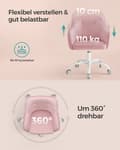 Miniatyrbild 6 av 8: Rootz Pastell Pink Velvet Gaming Chair - Kontorsstol - Snurrstol - Stålstomme - Skumstoppning - PU-hjul - 64cm x 64cm x (83-93)cm - Justerbar sitshöjd