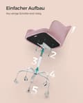 Miniatyrbild 7 av 8: Rootz Pastell Pink Velvet Gaming Chair - Kontorsstol - Snurrstol - Stålstomme - Skumstoppning - PU-hjul - 64cm x 64cm x (83-93)cm - Justerbar sitshöjd