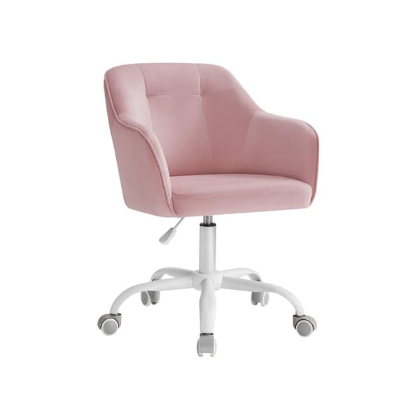 Rootz Pastel Pink Velvet Pelituoli - Työtuoli - Kääntyvä tuoli - Teräsrunko - Vaahtomuovipehmuste - PU-pyörät - 64cm x 64cm x (83-93)cm - Säädettävä i