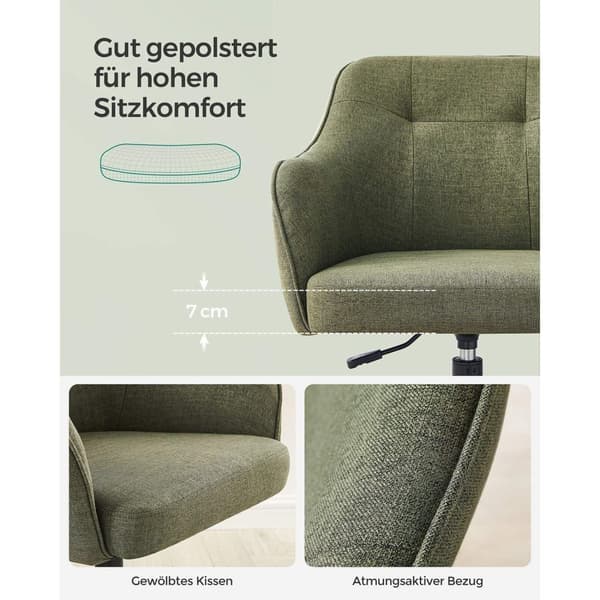 Rootz-kääntötuoli - Green Accent -tuoli - Pyörivä nojatuoli - Teräsrunko - Vaahtomuovipehmuste - Puuvillapellavasekoitus - 69 cm x 65 cm x 93 cm - Muk