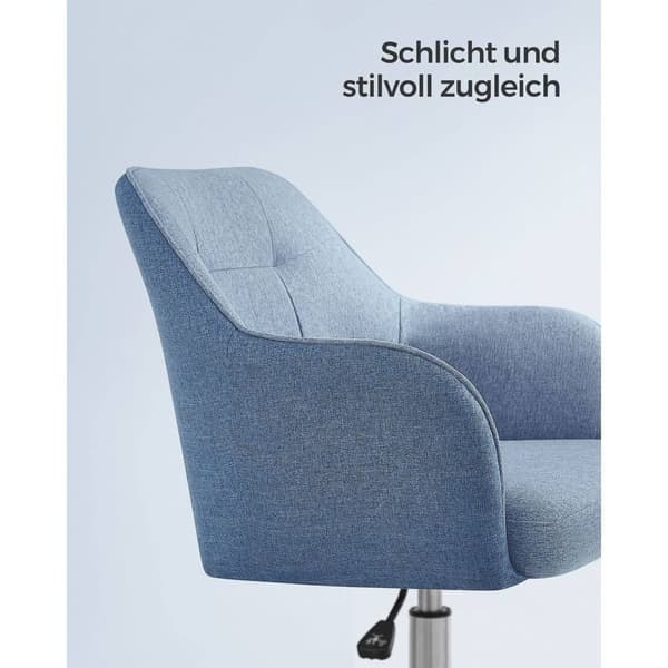 Rootz drejestol - Blå - Stålstel - Skumpolstring - Bomuldslinnedblanding - PU-hjul - Ergonomisk design - Justerbar højde - Letvægts - 69 cm x 65 cm x