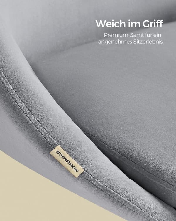 Rootz Drejestol - Kontorstol - Rullestol - Stålstel - Fløjl - Nylonhjul - 28 kg/m3 skumpolstring - 60 cm x 60 cm x (80-90) cm - Dove Grey - 8,2 kg - 1