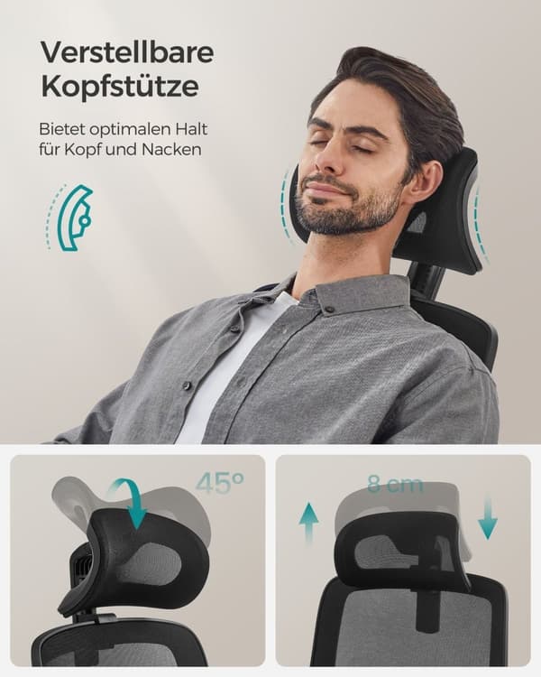 Rootz Ergonominen toimistotuoli - Pöytätuoli - Kääntötuoli - Teräsrunko - Vaahtomuovipehmuste - Muste musta - 62cm x 64cm x (114-122)cm - Säädettävä i