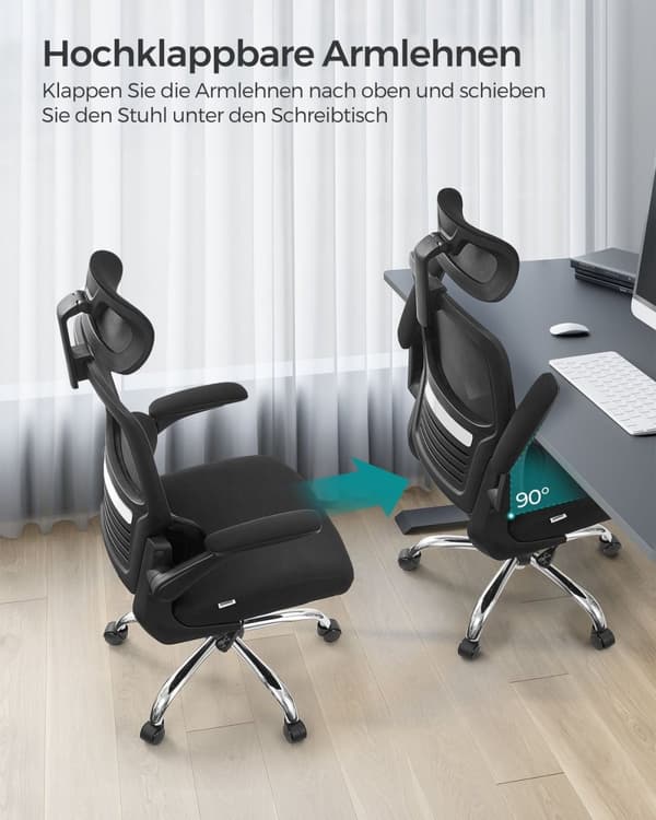 Rootz Ergonominen toimistotuoli - Pöytätuoli - Kääntötuoli - Teräsrunko - Vaahtomuovipehmuste - Muste musta - 62cm x 64cm x (114-122)cm - Säädettävä i