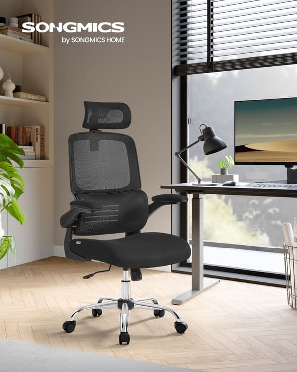 Rootz Ergonominen toimistotuoli - Pöytätuoli - Kääntötuoli - Teräsrunko - Vaahtomuovipehmuste - Muste musta - 62cm x 64cm x (114-122)cm - Säädettävä i