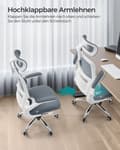 Miniatyrbild 7 av 8: Rootz Dove Grey Kontorsstol - Ergonomisk stol - Vadderad sits - Justerbar höjd - Stålram - 62cm x 64cm x (114-122)cm