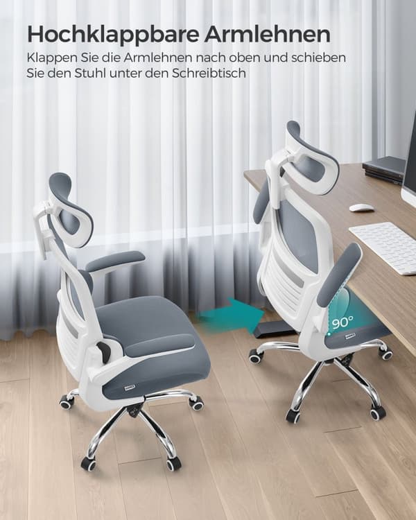 Rootz Dove Grey Kontorsstol - Ergonomisk stol - Vadderad sits - Justerbar höjd - Stålram - 62cm x 64cm x (114-122)cm