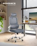 Miniatyrbild 2 av 8: Rootz Dove Grey Kontorsstol - Ergonomisk stol - Vadderad sits - Justerbar höjd - Stålram - 62cm x 64cm x (114-122)cm