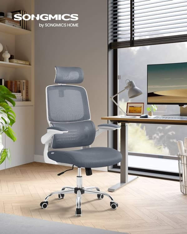 Rootz Dove Grey Kontorsstol - Ergonomisk stol - Vadderad sits - Justerbar höjd - Stålram - 62cm x 64cm x (114-122)cm