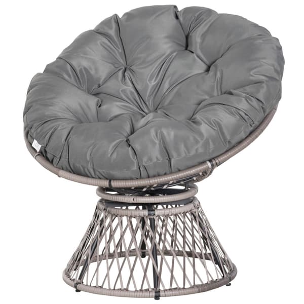 Rootz Papasan -tuoli - Pajutuoli - Rottinkituoli - 360 asteen kierto - Irrotettava pehmuste - Galvanoitu teräsrunko - L87 x S97 x K86 cm