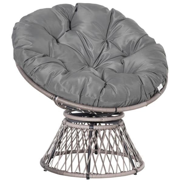 Rootz Papasan -tuoli - Pajutuoli - Rottinkituoli - 360 asteen kierto - Irrotettava pehmuste - Galvanoitu teräsrunko - L87 x S97 x K86 cm