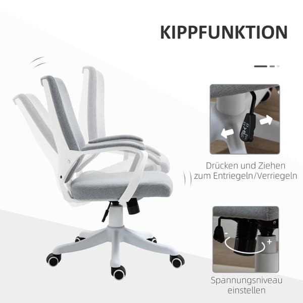 Rootz Vinsetto Kontorstol - Ergonomisk skrivebordsstol - Justerbart kontorsæde - Højdejusterbar - Åndbart stof - Vippefunktion - 62W x 69D x 92-100H c