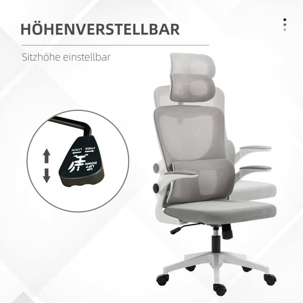 Rootz Vinsetto Kontorsstol - Ergonomisk skrivbordsstol - Justerbar datorstol - Ultimate Comfort - Svankstöd - Lutande ryggstöd - 60cm x 59cm x 114-122