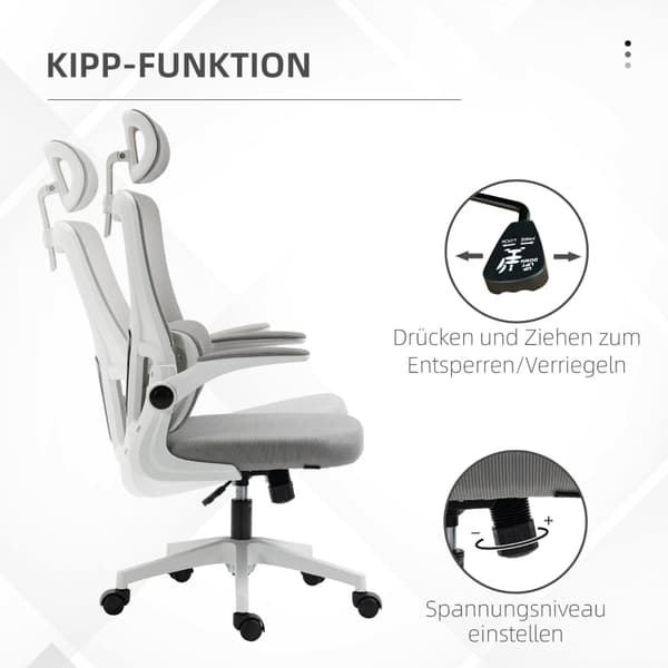 Rootz Vinsetto Kontorsstol - Ergonomisk skrivbordsstol - Justerbar datorstol - Ultimate Comfort - Svankstöd - Lutande ryggstöd - 60cm x 59cm x 114-122