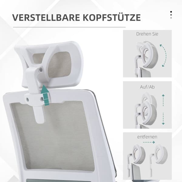 Rootz Vinsetto Kontorstol - Skrivebordsstol - Ergonomisk stol - Ultimativ komfort - Justerbar højde - Lændestøtte - 58cm x 61cm x 102-119cm