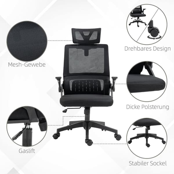 Rootz Vinsetto -toimistotuoli - Ergonominen tuoli - Säädettävä tuoli - Ristiselän tuki - Kallistustoiminto - 58cm x 61cm x 102-119cm
