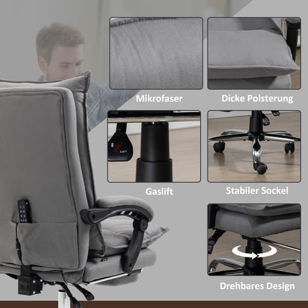 Rootz Vinsetto -toimistotuoli - Ergonominen työtuoli - Hieronta- ja lämmitystuoli - Äärimmäistä mukavuutta - 155° kallistus ja jalkatuki - Säädettävä