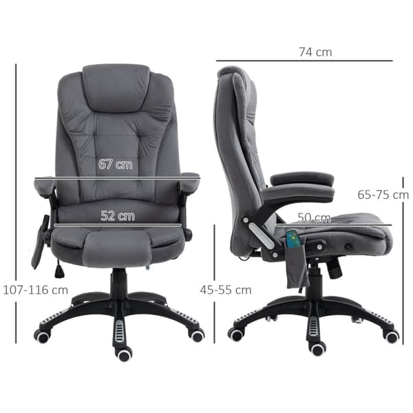 Rootz Vinsetto kontorstol med massage- og varmefunktion - Ergonomisk stol - Højdejusterbar stol - 6 vibrationsmassagepunkter - Nem mobilitet - Justerb