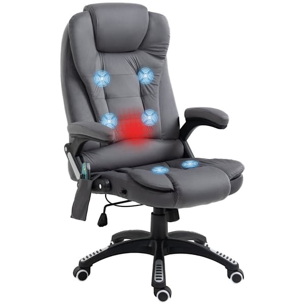 Rootz Vinsetto kontorstol med massage- og varmefunktion - Ergonomisk stol - Højdejusterbar stol - 6 vibrationsmassagepunkter - Nem mobilitet - Justerb