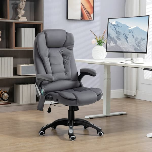 Rootz Vinsetto kontorstol med massage- og varmefunktion - Ergonomisk stol - Højdejusterbar stol - 6 vibrationsmassagepunkter - Nem mobilitet - Justerb