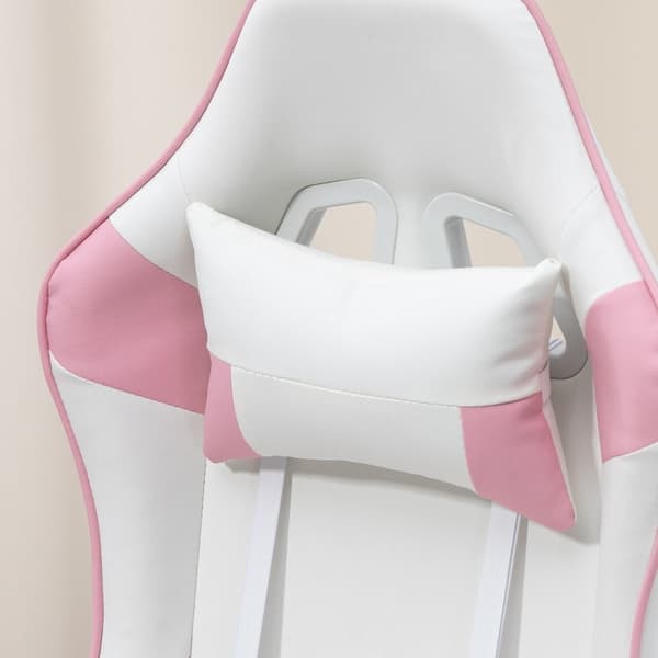 Rootz Gaming Chair Racing Design - Ergonominen pelituoli - Korkeussäädettävä tuoli - Keinonahka - 67W x 60D x 120-128K cm - Pinkki/Valkoinen