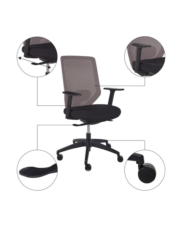 Kontorsstol Taupe Tyg Mesh Klädsel Svängbar Skrivbord Dator Justerbar Sits Lutande Ryggstöd