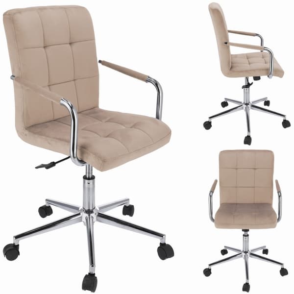 QUATRO fløjl drejestol - beige
