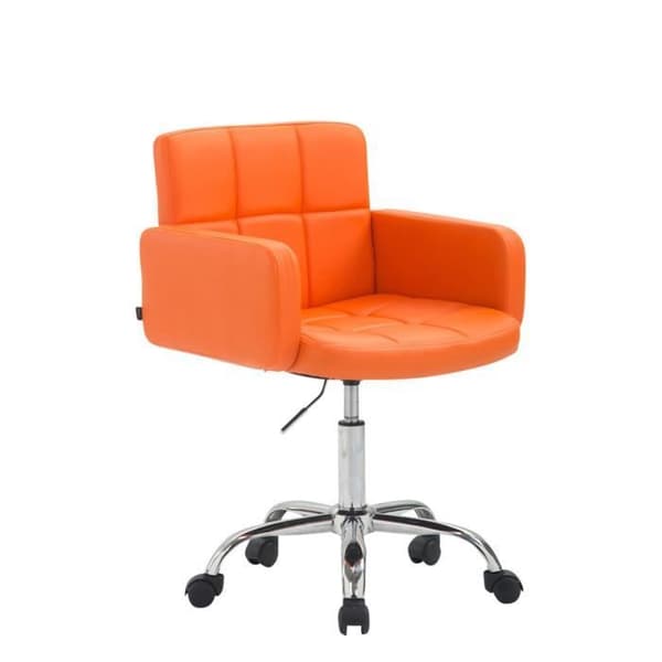 Ergonomisk arbetspall LOS ANGELES - CLP - Höjdjusterbar klädd i konstläder - Orange
