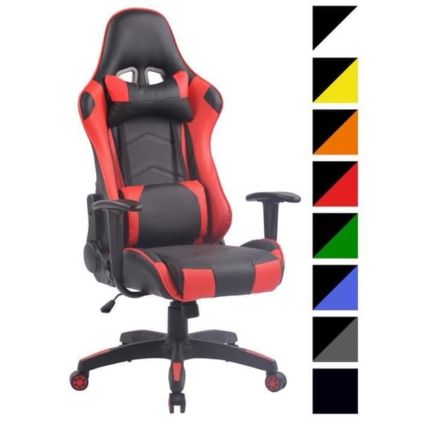 CLP Kontorsstol Racing Gamer Miracle V2 konstläder - Ergonomisk kontorsstol Höjdjusterbar och vridbar Svart-röd