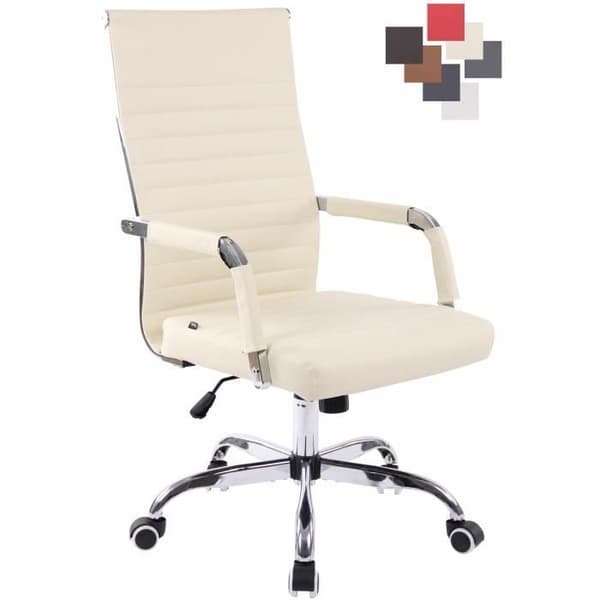 Amadora Kontorsstol i konstläder med hjul - Beige - CLP - Ergonomisk höjdjusterbar