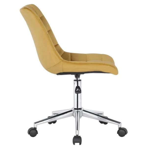 Kontorsstol - CLP - Medford Yellow Velvet - Quiltad vadderad sits - Justerbar i höjdled