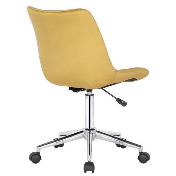 Kontorsstol - CLP - Medford Yellow Velvet - Quiltad vadderad sits - Justerbar i höjdled