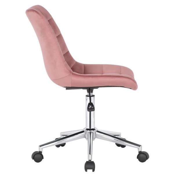Kontorsstol - CLP - Medford Velvet - Vadderad vadderad sits - Kromad metallbas - Rosa