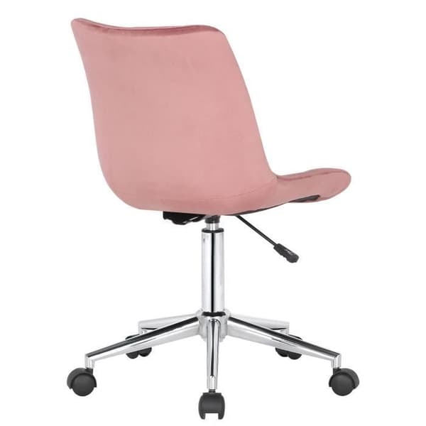 Kontorsstol - CLP - Medford Velvet - Vadderad vadderad sits - Kromad metallbas - Rosa