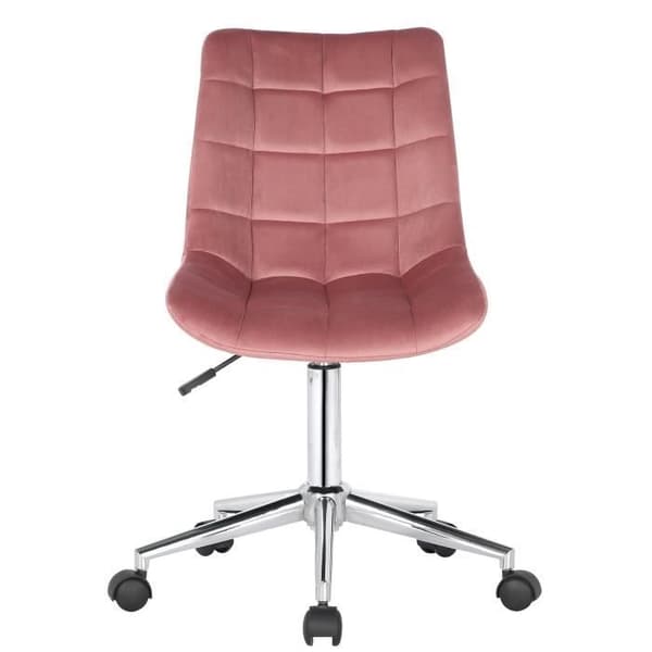 Kontorsstol - CLP - Medford Velvet - Vadderad vadderad sits - Kromad metallbas - Rosa