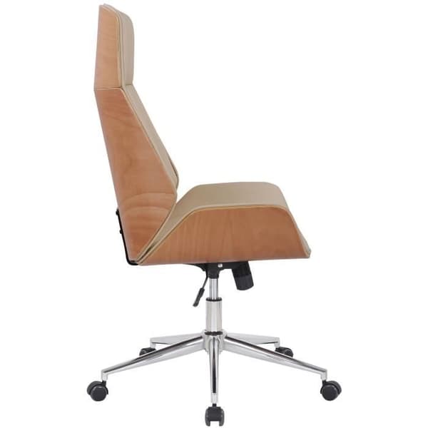 Varel kontorsfåtölj i konstläder med sittskal av trä, Nature - Cream