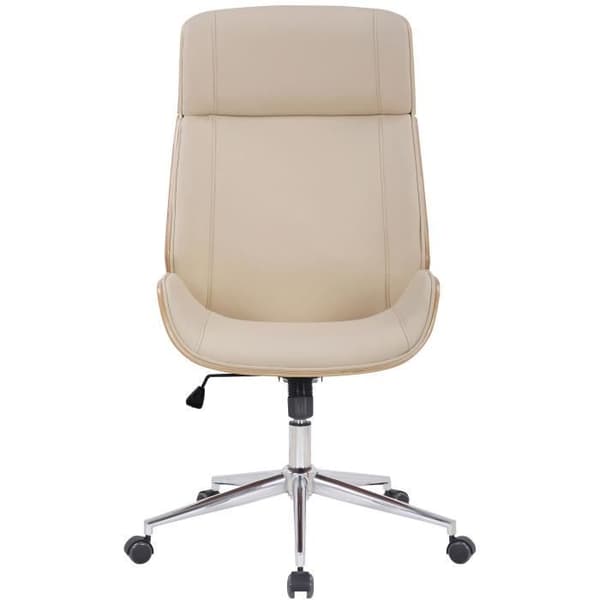 Varel kontorsfåtölj i konstläder med sittskal av trä, Nature - Cream