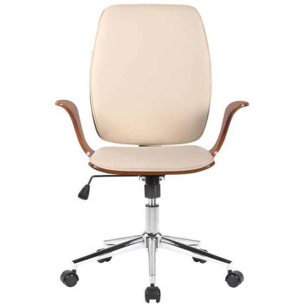 Kontorsfåtölj - CLP - Burbank - Sittskal av trä - Valnöt - Cream-Faux läder