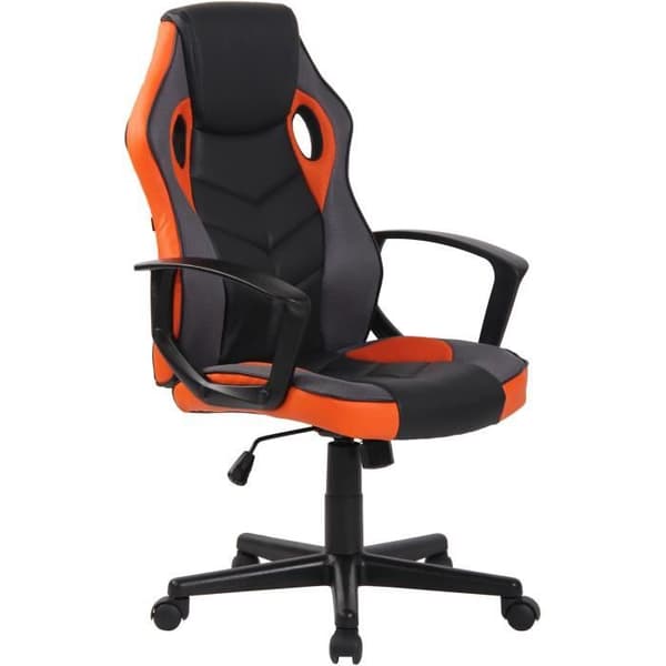 Glendale Gaming Kontorsstol i konstläder och mesh Justerbar vridbar bekväm - CLP - Svart - Orange