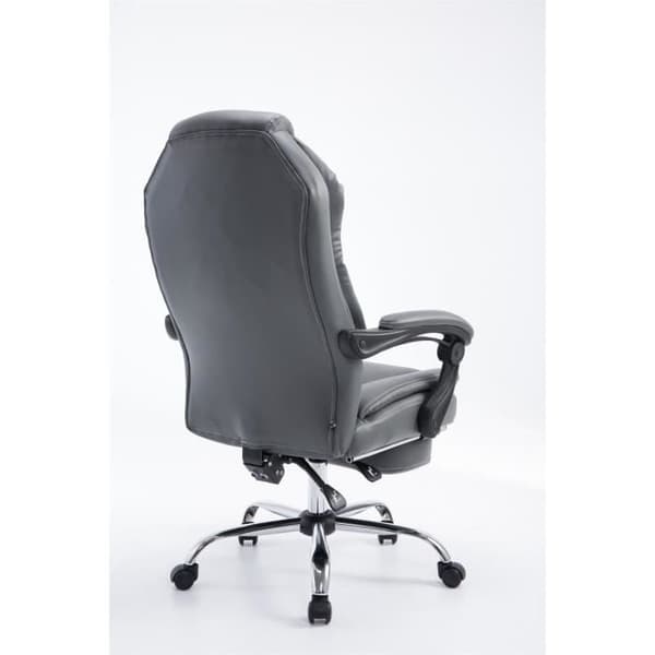 Castle Faux Leather Reclining Office Stol med teleskopiskt fotstöd, grå