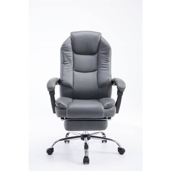 Castle Faux Leather Reclining Office Stol med teleskopiskt fotstöd, grå