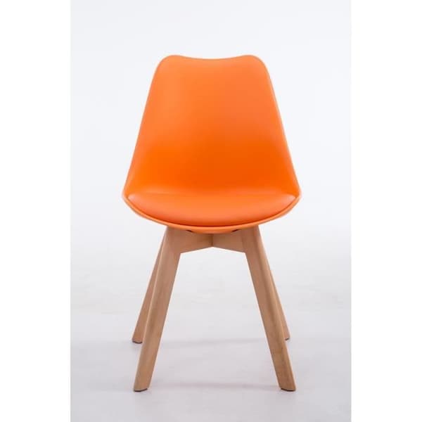 Besöksstol - CLP - Borneo V2 - Imiterat läder - Orange-Natur - Modern design
