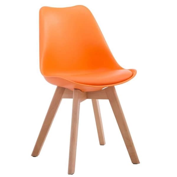 Besöksstol - CLP - Borneo V2 - Imiterat läder - Orange-Natur - Modern design