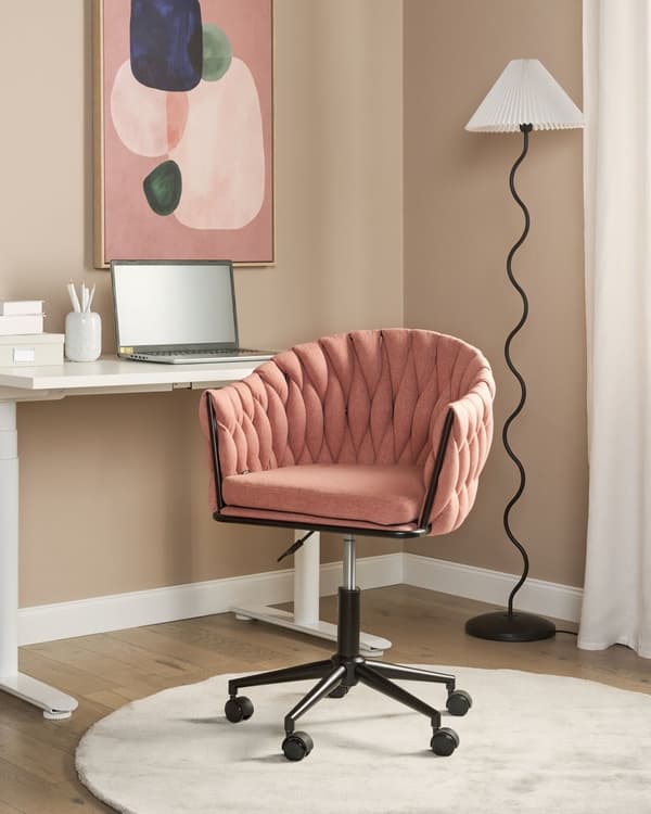Kontorstol i Rosa Stoff Svingbare Kontormøbler Moderne Design