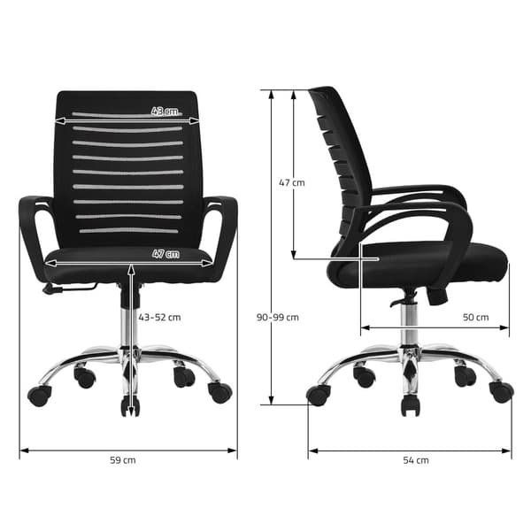 Ergonomisk kontorstol med armlæn Mesh-stof sort med hjul ML-design